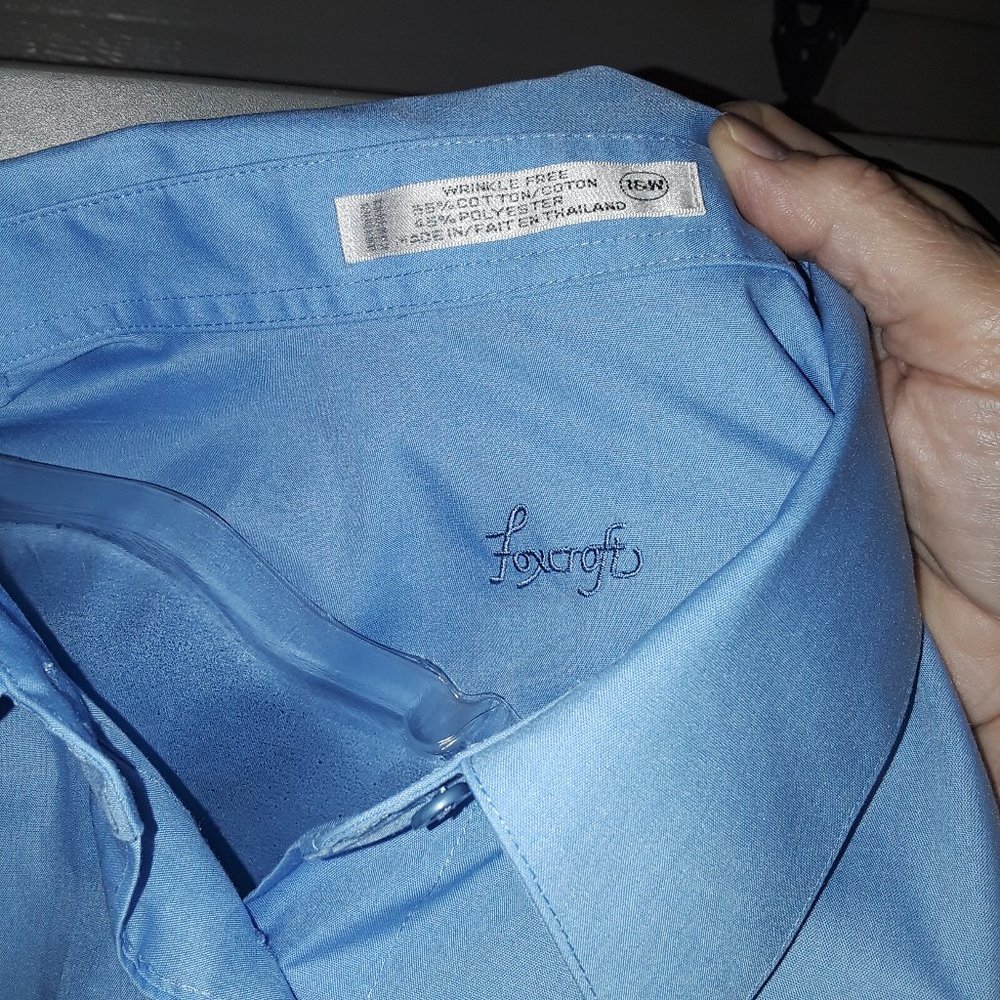 Foxcroft Med Blue No-Iron button-down shirt 16W